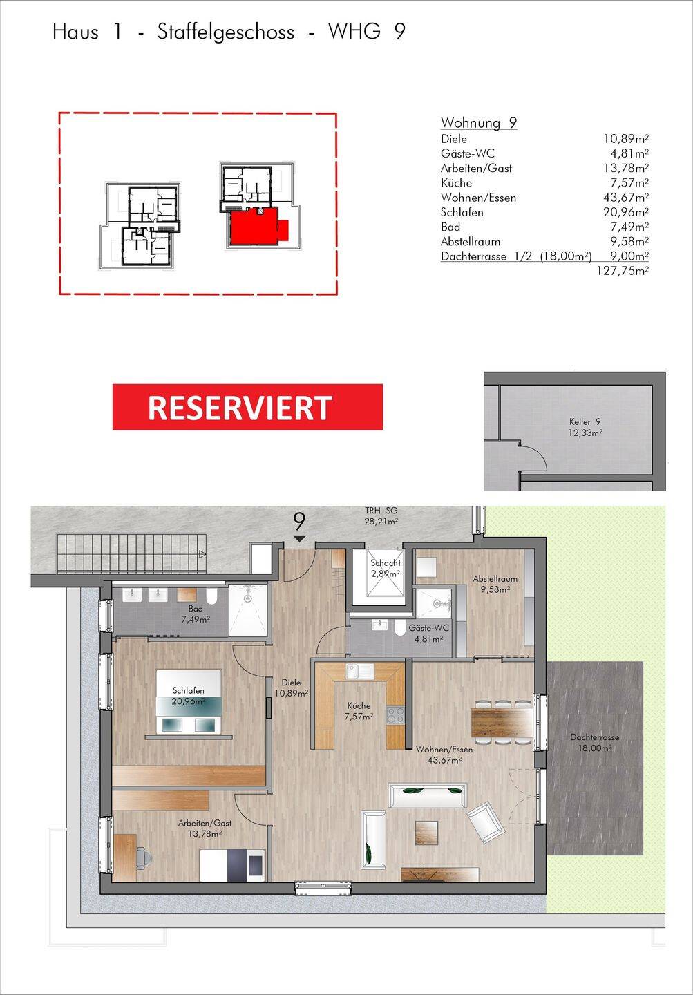 Penthouse-Wohnung mit großer Dachterrasse – Neubau, 66687 Wadern