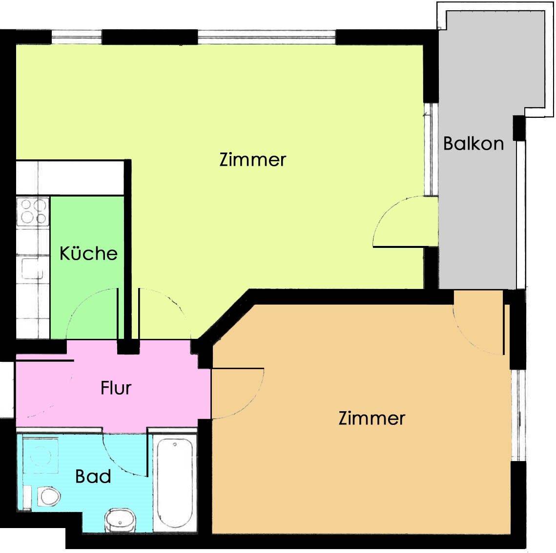 Moderne 2-Zimmer-Wohnung mit Balkon in Meuro, Schipkau, 1998 Schipkau