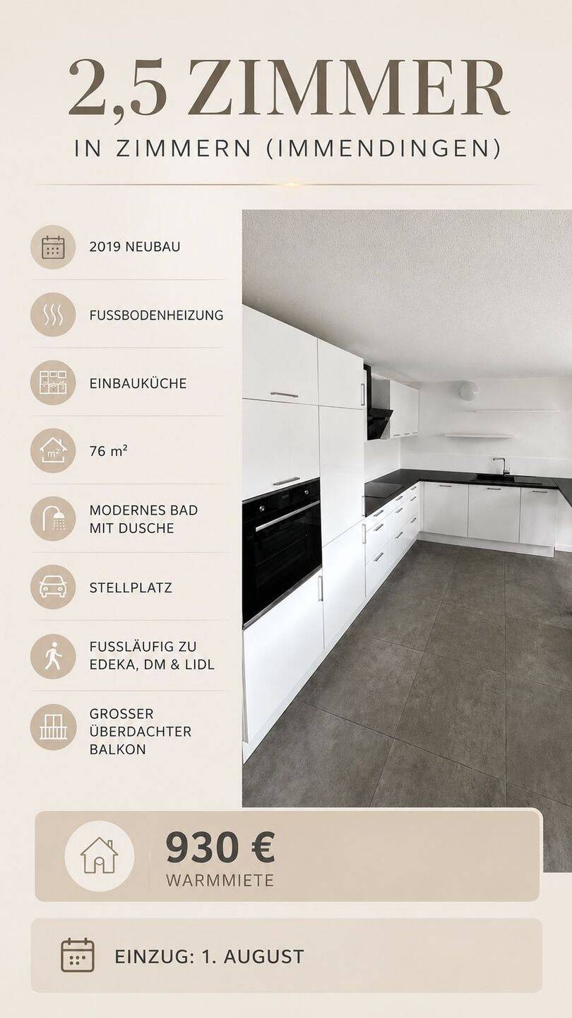 2,5 Zimmer Wohnung mit überdachtem Balkon Immendingen-Zimmern, 78194 Immendingen