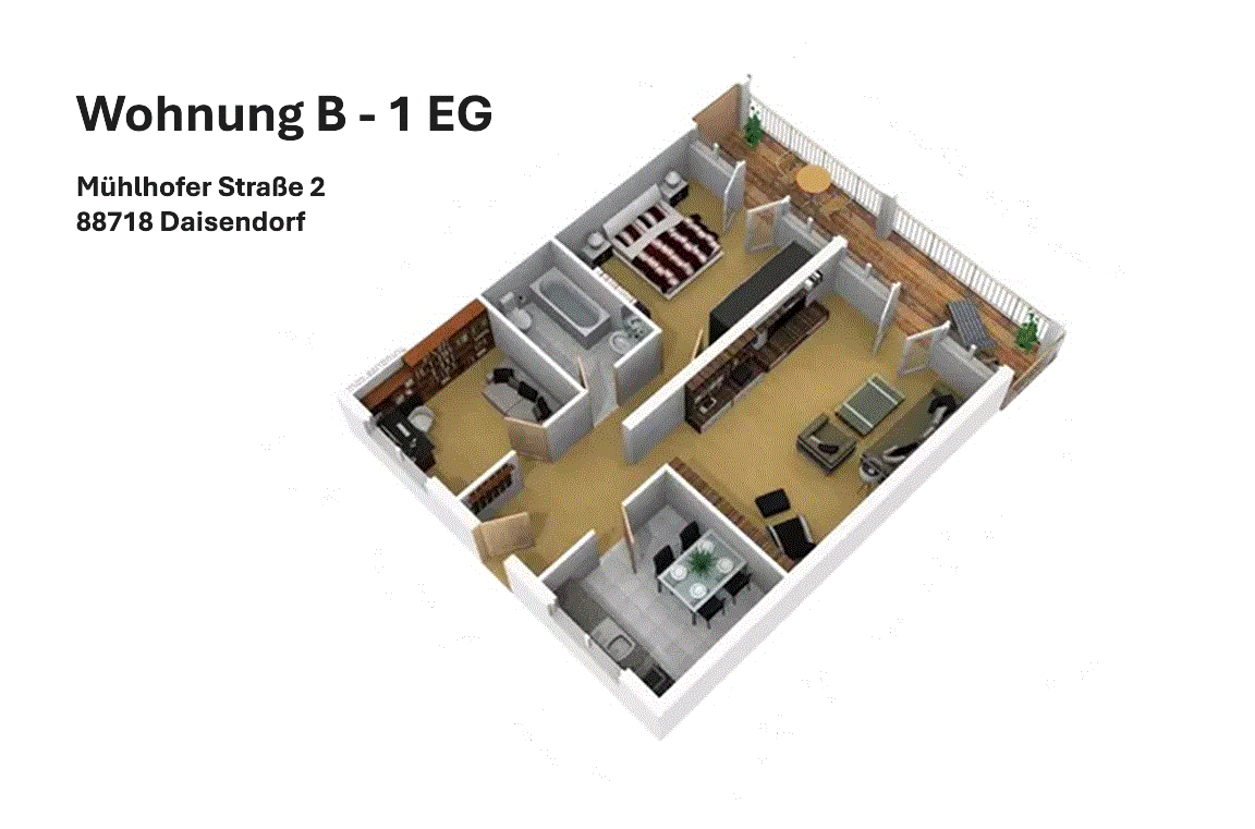 Geräumige 3-Zimmer-Wohnung mit Balkon in Daisendorf, 88718 Daisendorf