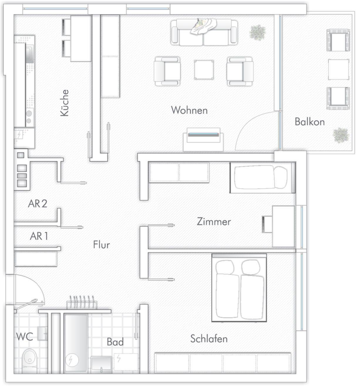 Top sanierte 3 Zimmerwohnung im 3 Obergeschoss, 63263 Neu-Isenburg