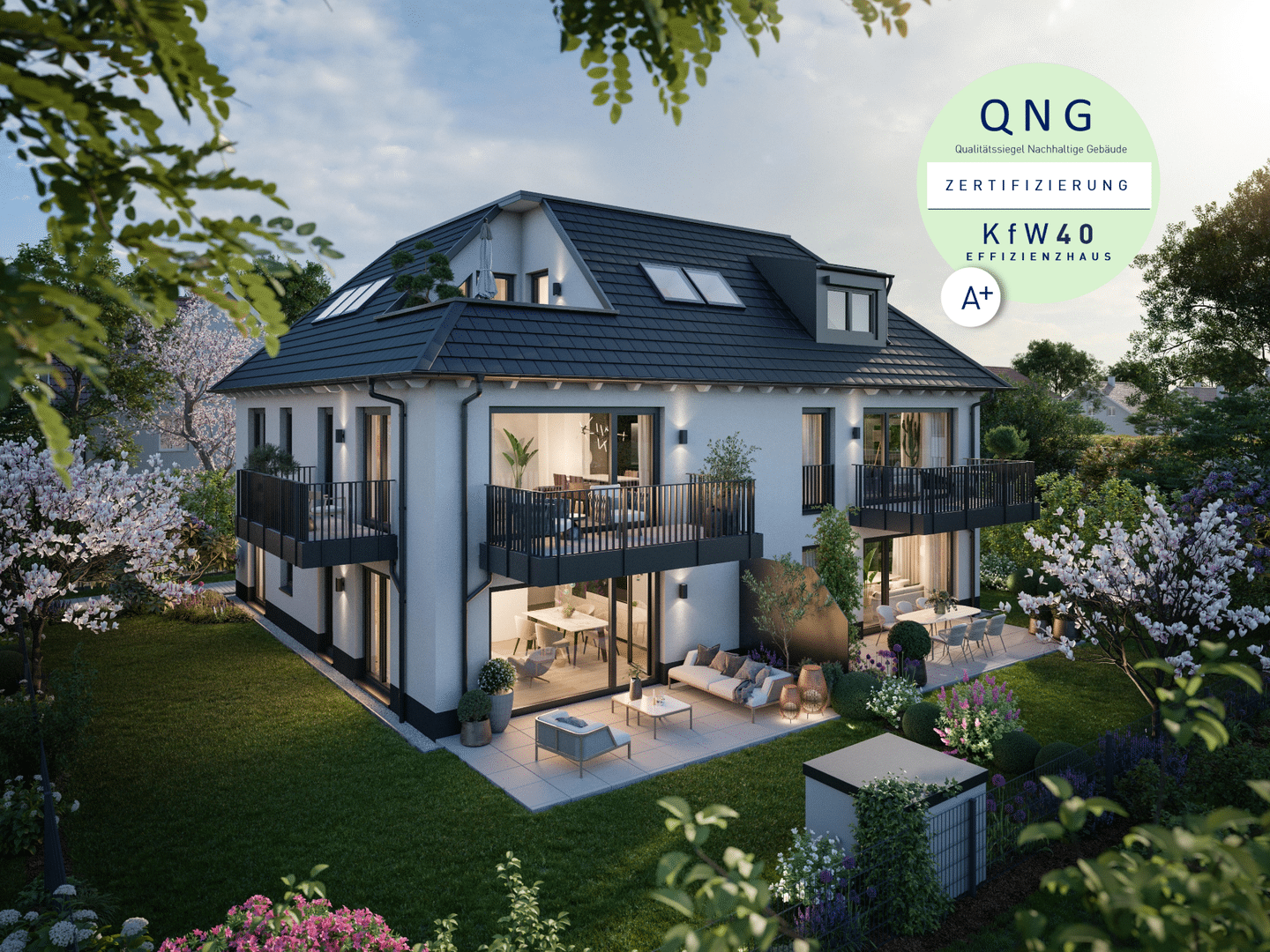 Helle + hochwertig ausgestattete QNG-NEUBAU-3-Zimmerwohnung (mit zwei Balkonen), 81475 München (Thalk. Obersendl.-Forsten-Fürstenr.-Solln)