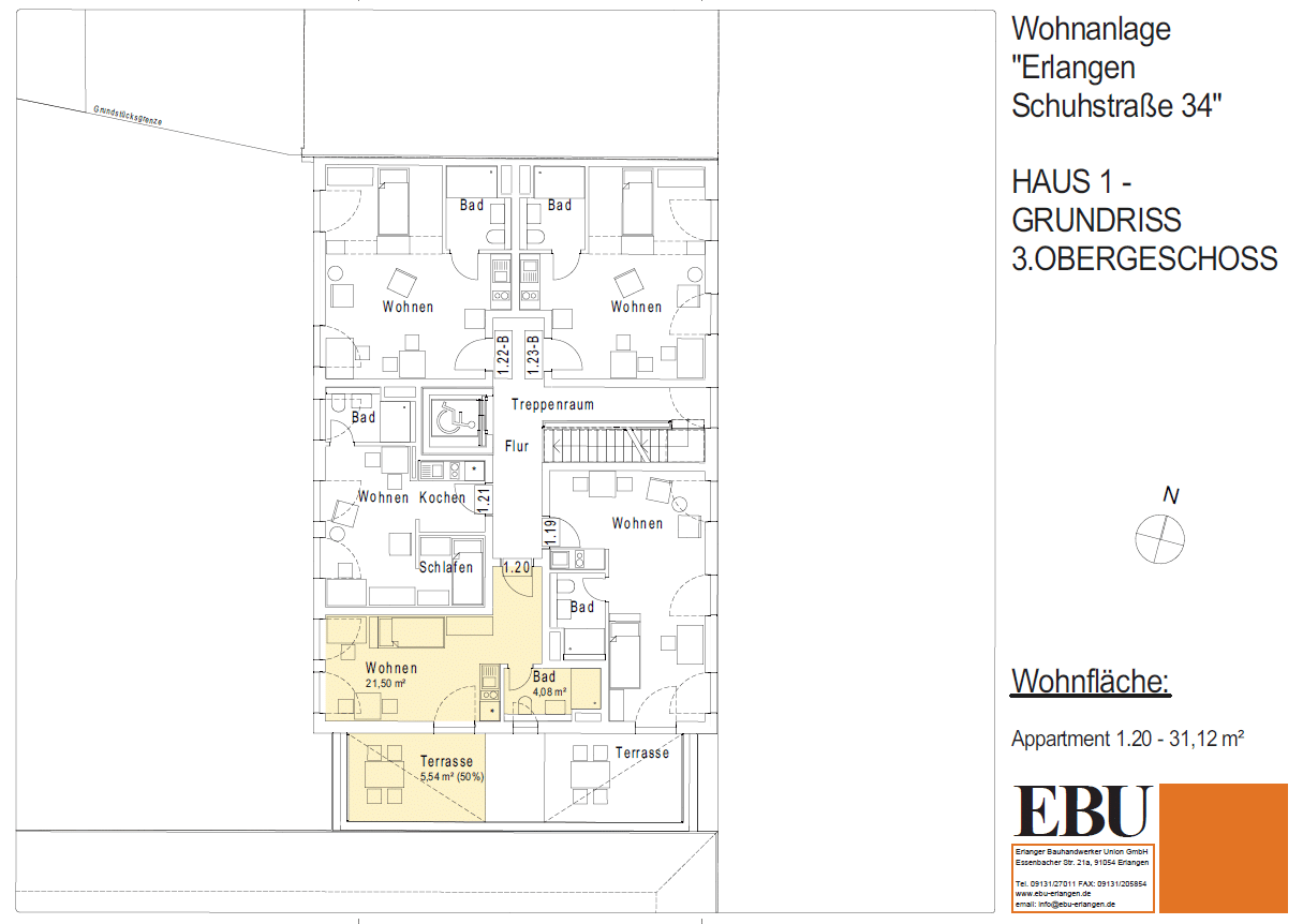 Modernes 1-Zimmer-Studentenapartment im Herzen von Erlangen, 91052 Erlangen (Anger Erlangen-Ost Erlangen-Süd Innenstadt)