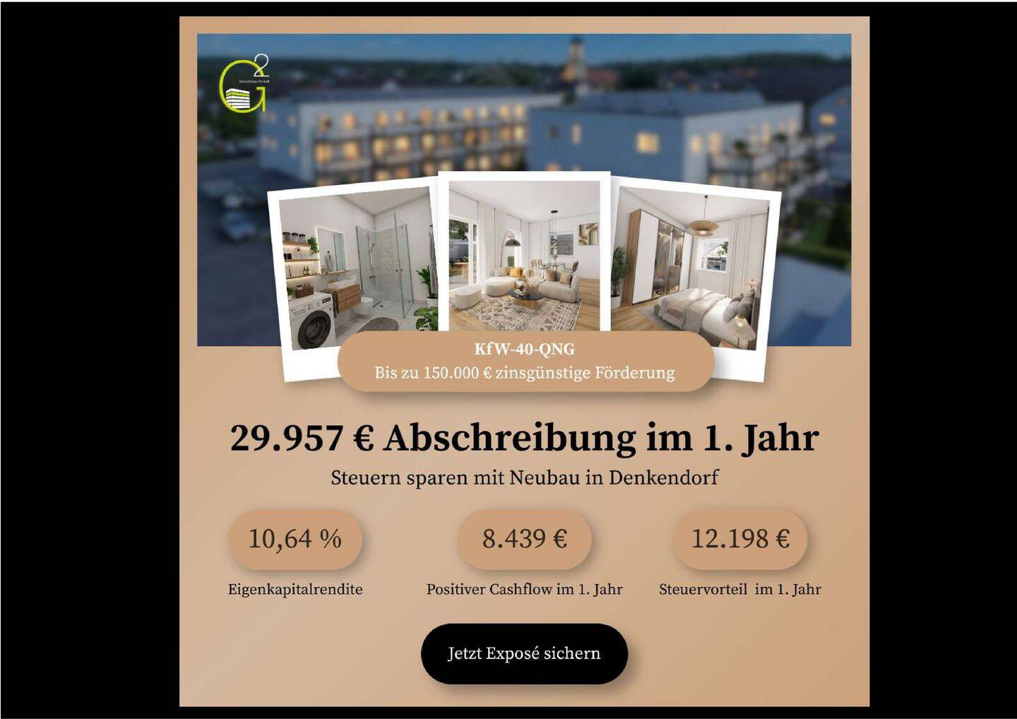 Im Herzen Bayerns – 3-Zimmer-Neubau – Erstbezug – 42,6 % Abschreibung in den ersten 5 Jahren – KfW 40 QNG, 85095 Denkendorf