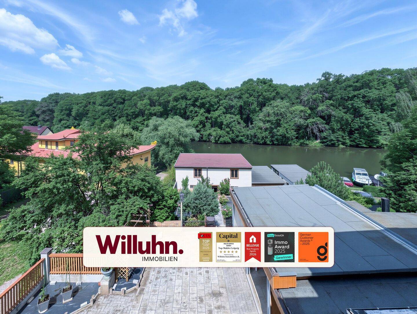 Seltene Wasserlage an der Saale – Grundstück mit genehmigtem Schwimmsteg, Bootshaus und Wohnhaus, 6128 Halle (Saale) (Böllberg-Wörmlitz Gesundbrunnen Innenstadt Silberhöhe Südstadt)