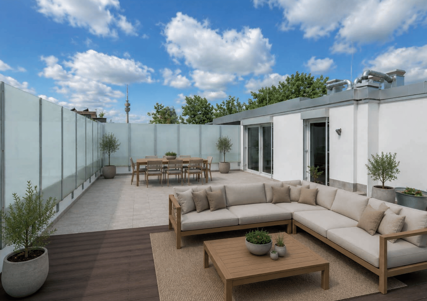 Seltenes Penthouse: Familie, Arbeiten und Einliegerbereich | 124 m² Terrasse & 4 Stellplätze, 80807 München (Milbertshofen-Am Hart Schwabing-Freimann)