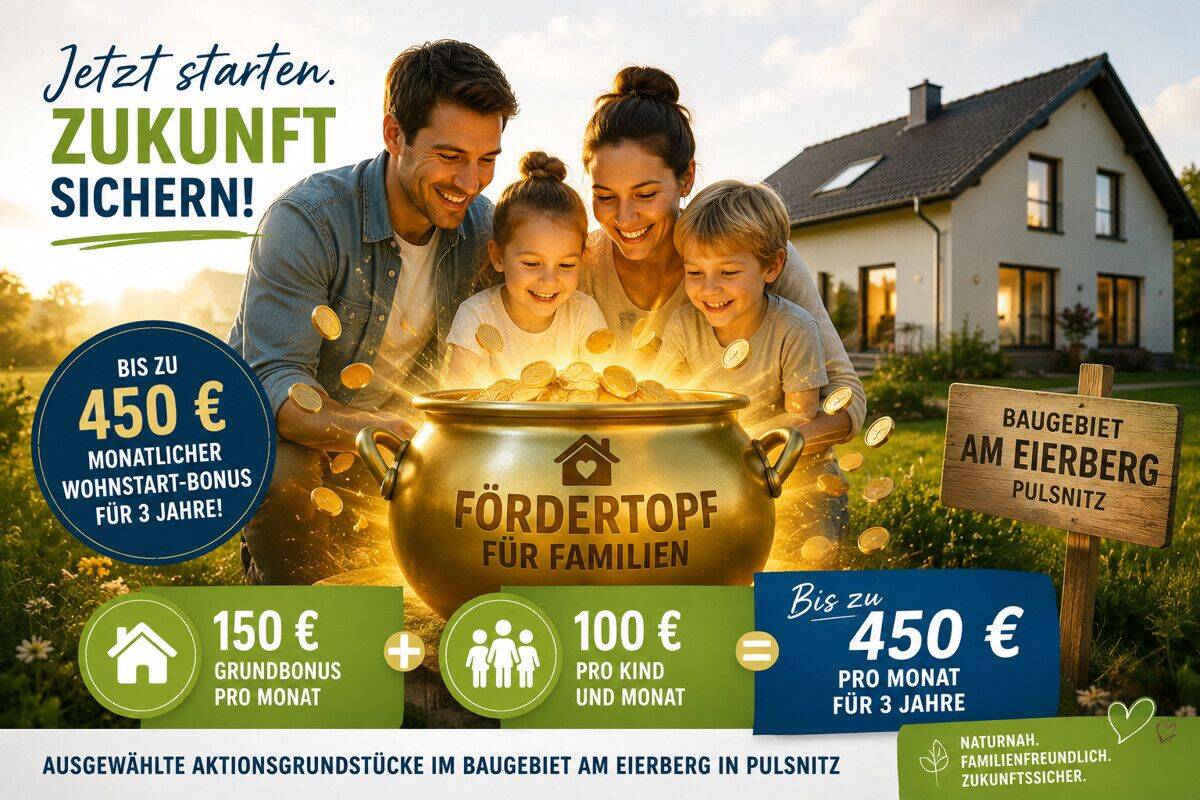 Familien aufgepasst: Bis zu 450 € monatlicher Wohnstart-Bonus für Neubau, 1896 Pulsnitz