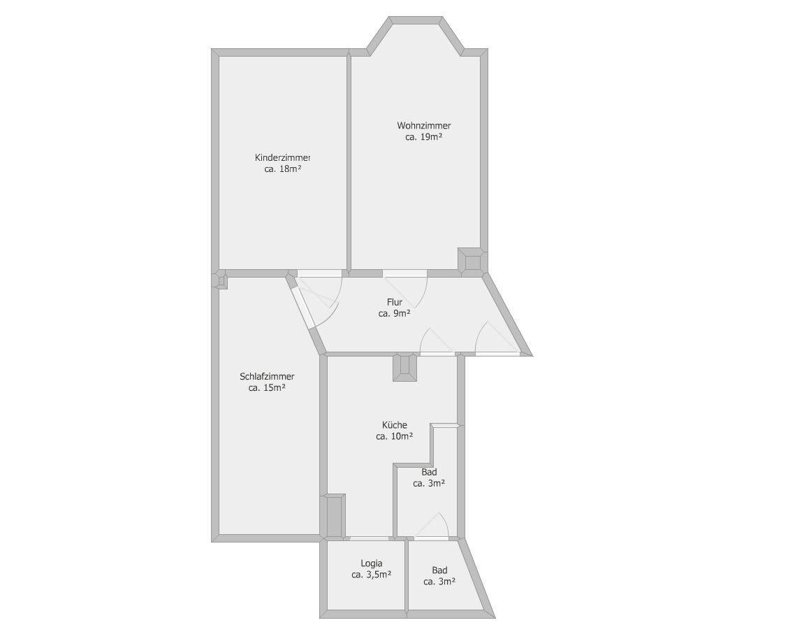 Großzügige 3-Raum-Wohnung mit Loggia in Leipzig-Schönefeld, 4347 Leipzig (Heiterblick Schönefeld Schönefeld-Abtnaundorf Schönefeld-Ost Thekla)