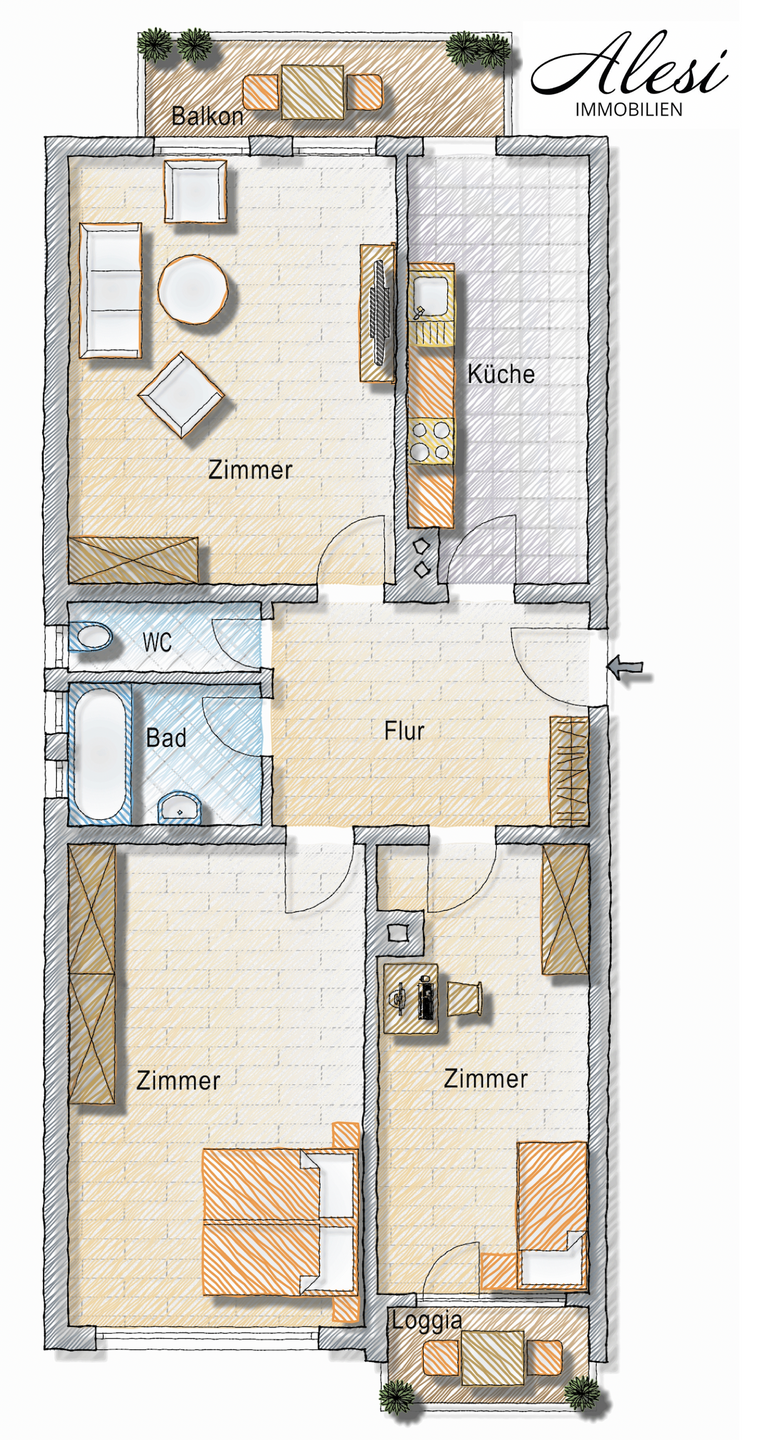 Attraktive 3-Zimmer-Wohnung am Marienplatz – leerstehend, 70178 Stuttgart (Mitte Süd West)