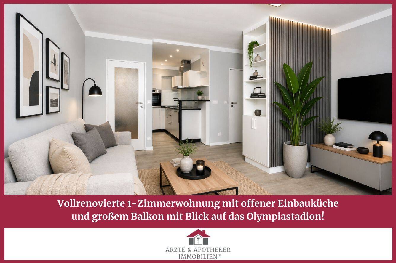 Vollrenovierte 1-Zimmerwohnung mit Einbauküche und großem Balkon mit Blick auf das Olympiastadion!, 14055 Berlin (Charlottenburg-Wilmersdorf Charlottenburg Grunewald Westend)