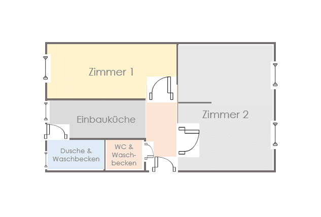 ZENTRUMSNAHER, SANIERTER ALTBAU, 2 Zimmer Wohnung, Einbauküche mit Geschirrspüler, EG, 90459 Nürnberg