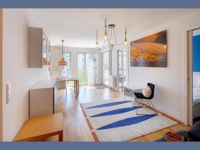 Möbliert: Wohnen im Kustermannpark – attraktive 1,5-Zimmer Wohnung, 81669 München (Au-Haidhausen Ramersdorf-Perlach)
