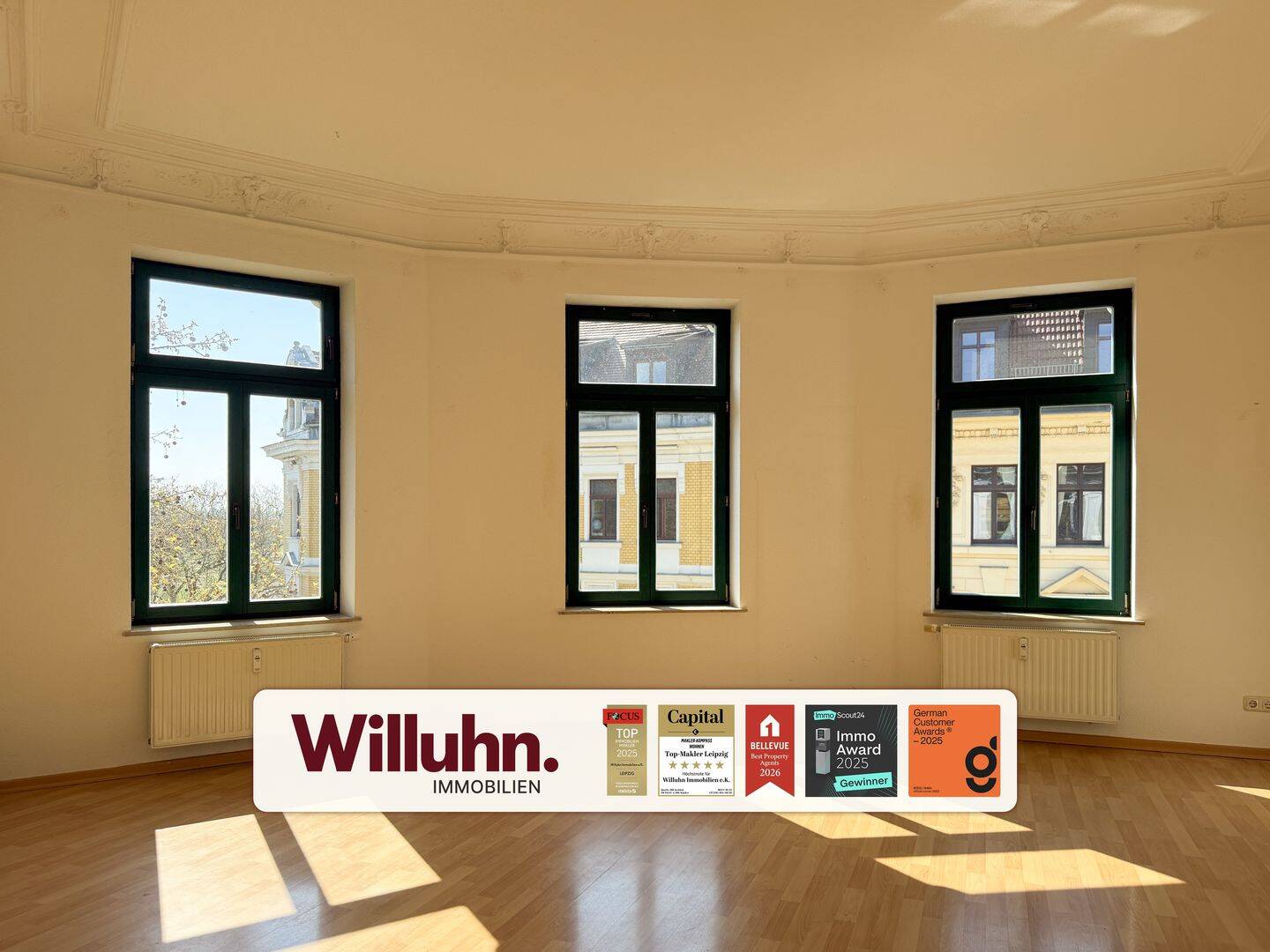 Bezugsfrei | Balkon | Aufzug | Fernwärme | Stuckdecken – Leipzig – Bild 1 von 4