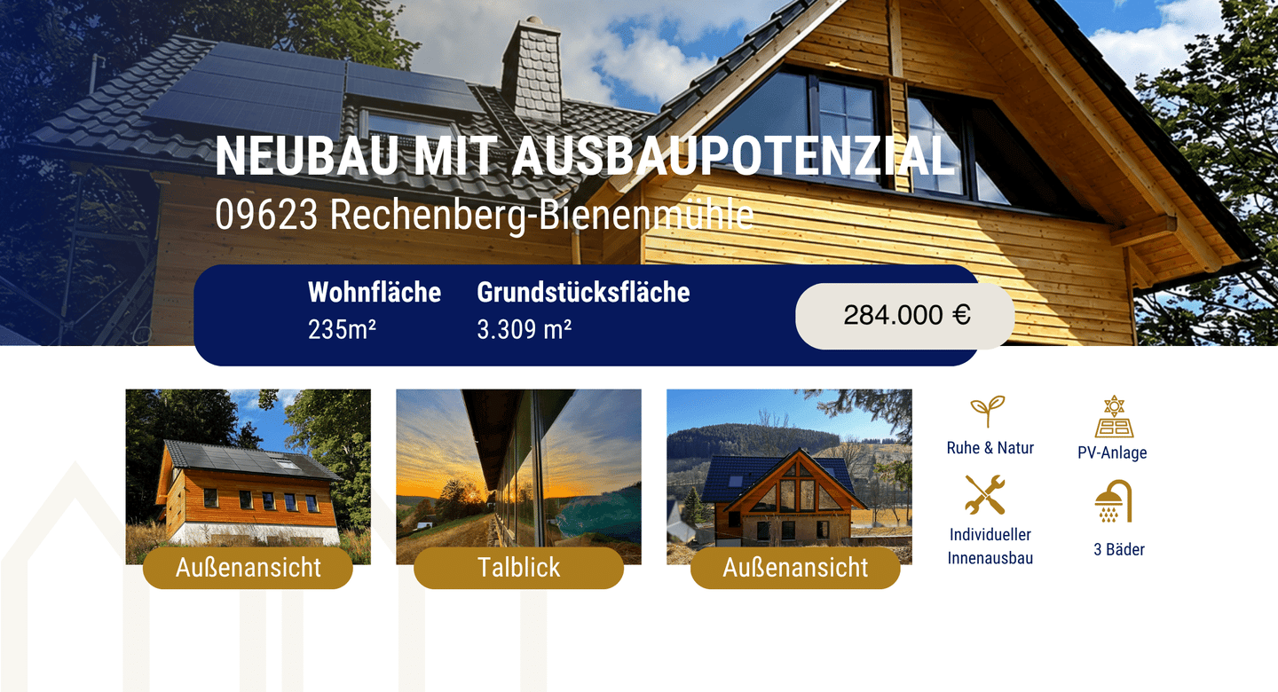 Neubau-Rückzugsort in Holzhau/Erzgebirge – Alleinlage, Talblick & direkter Waldzugang, 9623 Rechenberg-Bienenmühle