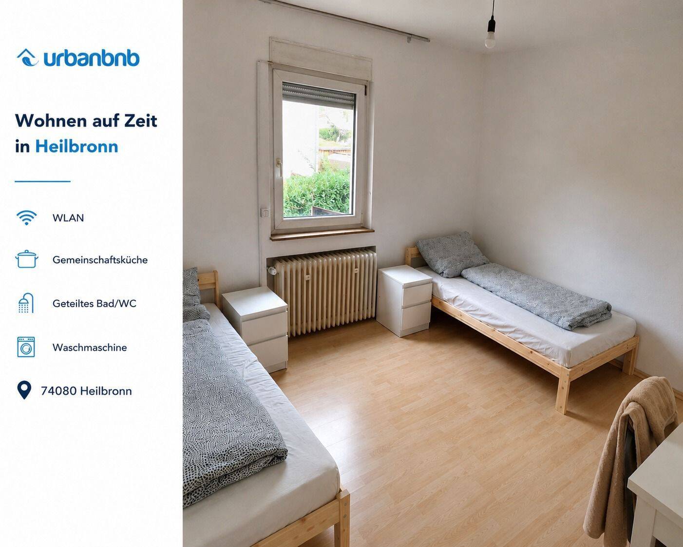 Zeitwohnen leicht gemacht: Möbliertes WG-Zimmer ab 1 Monat buchbar., 74080 Heilbronn (Böckingen)