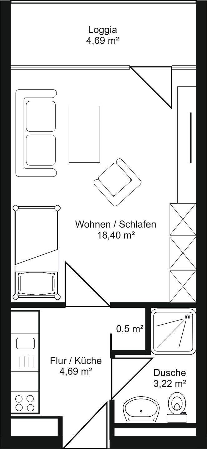 Apartment mit Loggia, 85057 Ingolstadt (Ingolstadt)