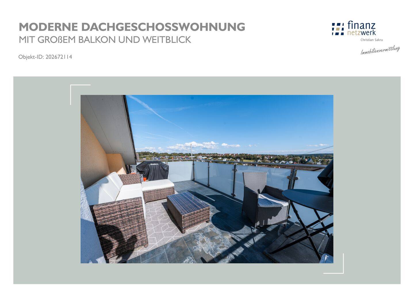 Moderne Dachgeschosswohnung mit großem Balkon und Weitblick, 72488 Sigmaringen