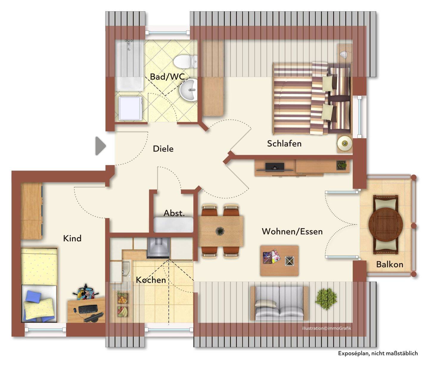 Gemütliche und solide vermietete 3-Zimmer-DG-Wohnung in zentrumsnähe von Waldkirchen, 94065 Waldkirchen