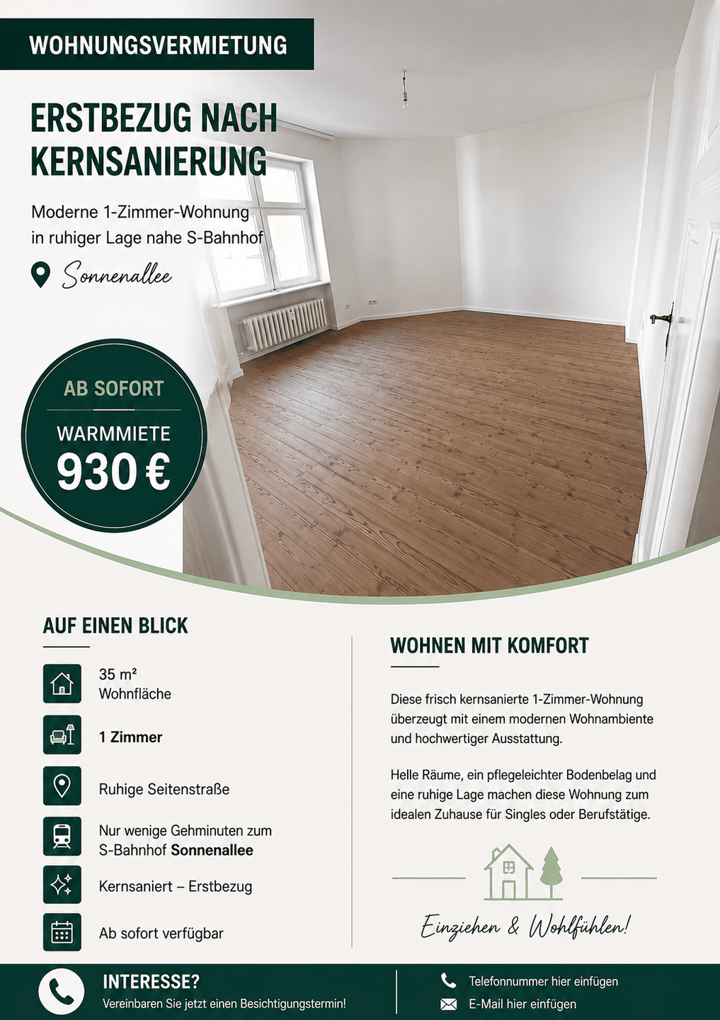 Kernsanierte 1-Zimmer Wohnung, 12059 Berlin (Neukölln Kolonie Petersbaude Kolonie Rübezahl)