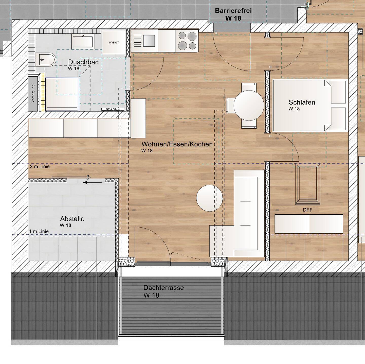 2 Zimmer DG Wohnung mit Süddachterrasse