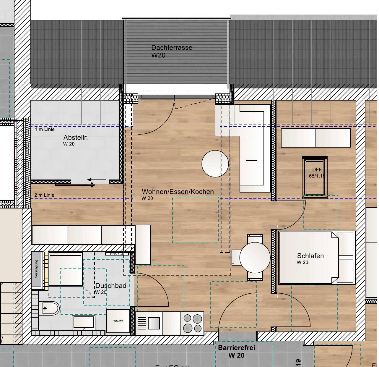 2 Zimmer DG Wohnung mit Norddachterrasse