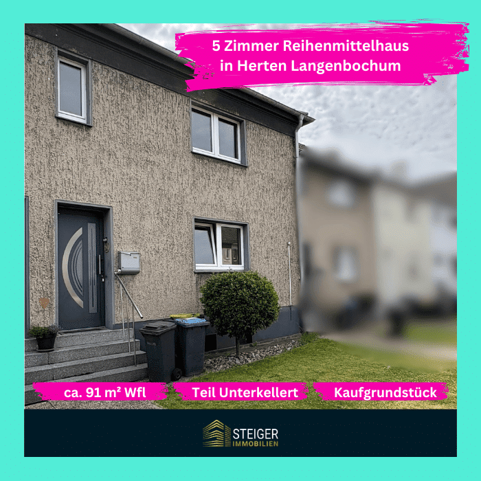 Gepflegtes Reihenmittelhaus mit Garten in ruhiger Wohnlage von Herten Langenbochum, 45701 Herten
