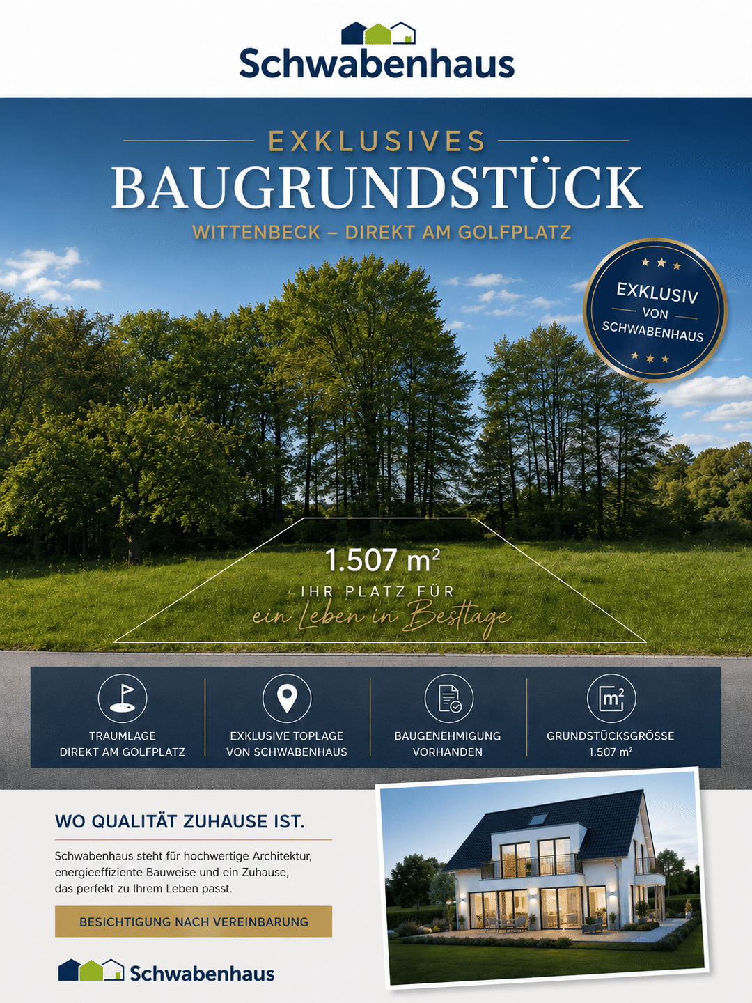 Exklusives Baugrundstück in Wittenbeck direkt am Golfplatz – Baugenehmigung vorhanden, 18209 Wittenbeck