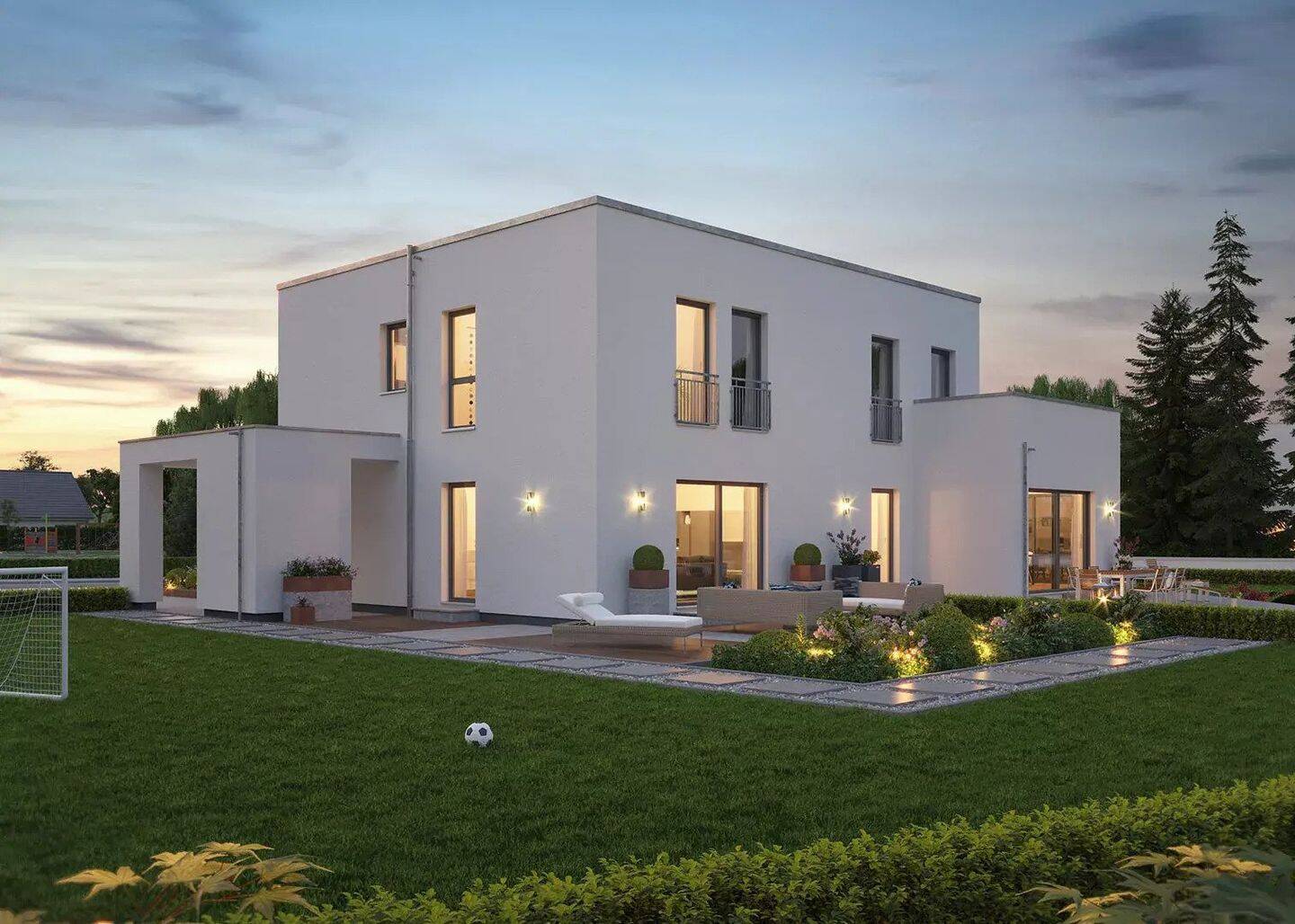 Energieeffizientes Zweifamilienhaus mit Flachdach und klarer Linienführung, 35112 Fronhausen