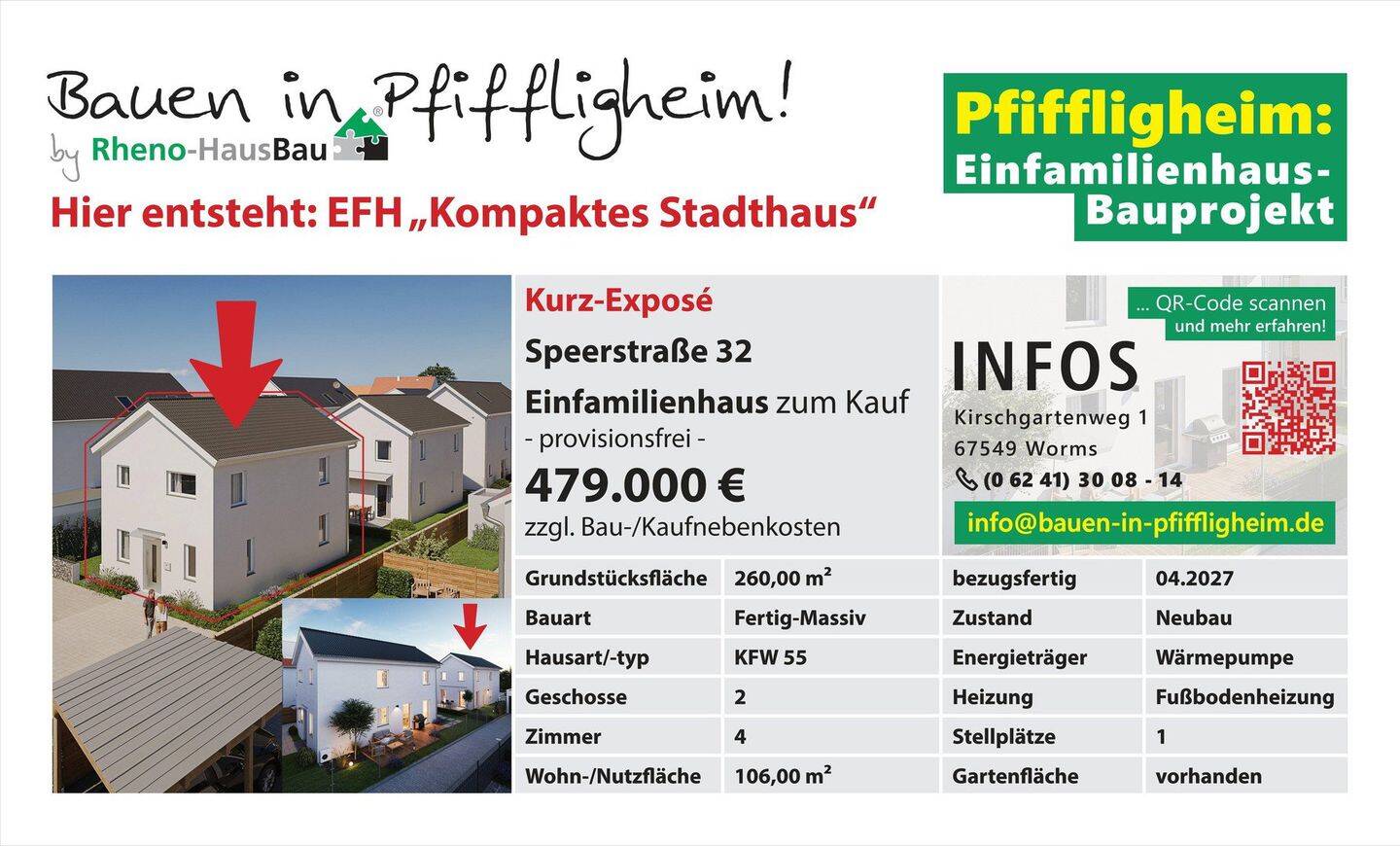 Kompaktes Stadthaus in kleinem Neubaugebiet mit eigenem Garten und Top-Anbindung in Worms-West, 67549 Worms (Hochheim Innenstadt Leiselheim Neuhausen Pfiffligheim)