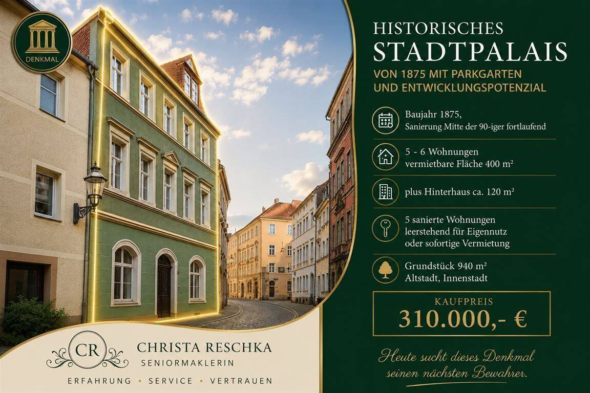 Historisches Stadthaus . 4 freie 3-Zimmer-Wohnungen . Remise . Altstadt Zittau, 2763 Zittau