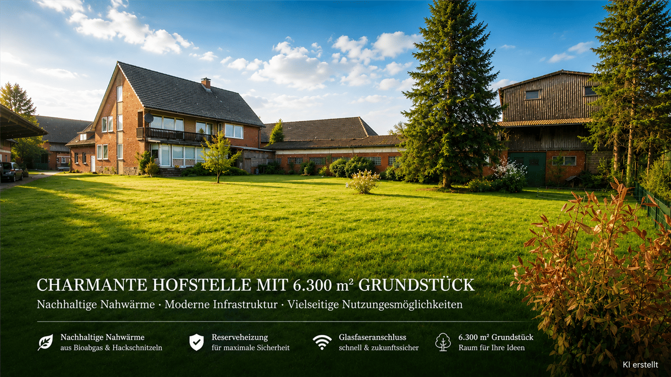 Nachhaltig wohnen auf ca. 6.300 m² – Hofstelle mit moderner Nahwärme, Glasfaser und viel Platz, 29378 Wittingen