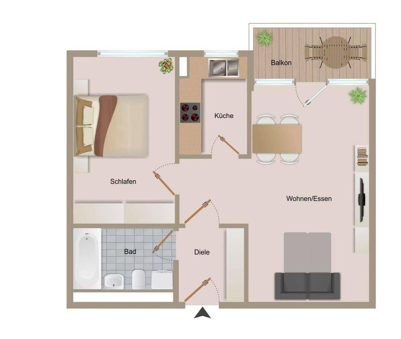 Möblierte 2-Zimmer-Wohnung mit Balkon in Stuttgart-Mitte – Renoviert & sofort bezugsbereit, 70173 Stuttgart (Mitte)