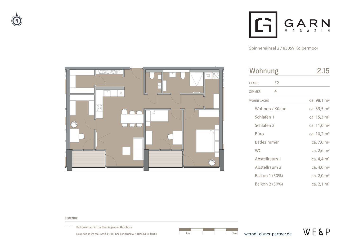 4-Zimmer-Neubauwohnung mit ca. 98 m², Südausrichtung und Bergblick über Kolbermoor, 83059 Kolbermoor