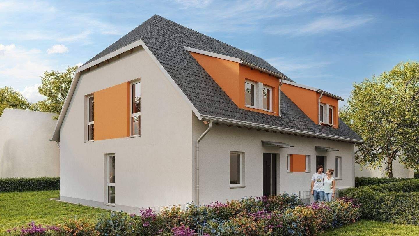 Baubeginn erfolgt! Neubau Doppelhaushälfte mit 460 m² großem Grundstück in Bestlage, 90607 Rückersdorf
