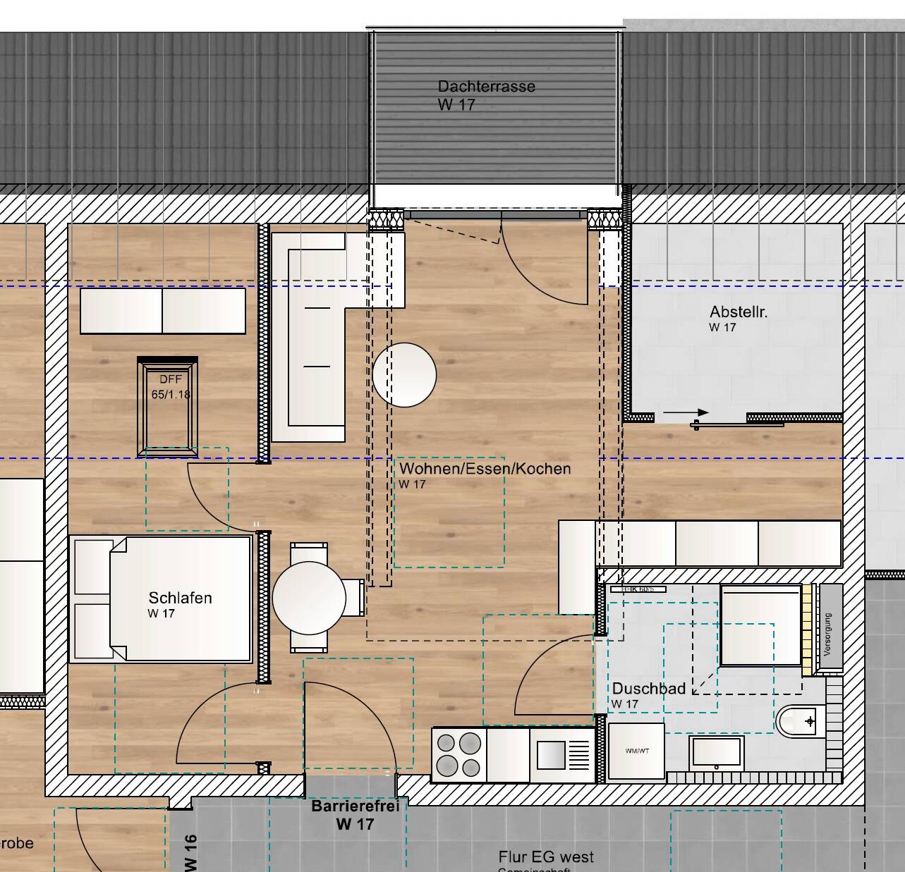 2 Zimmer DG Wohnung mit Norddachterrasse