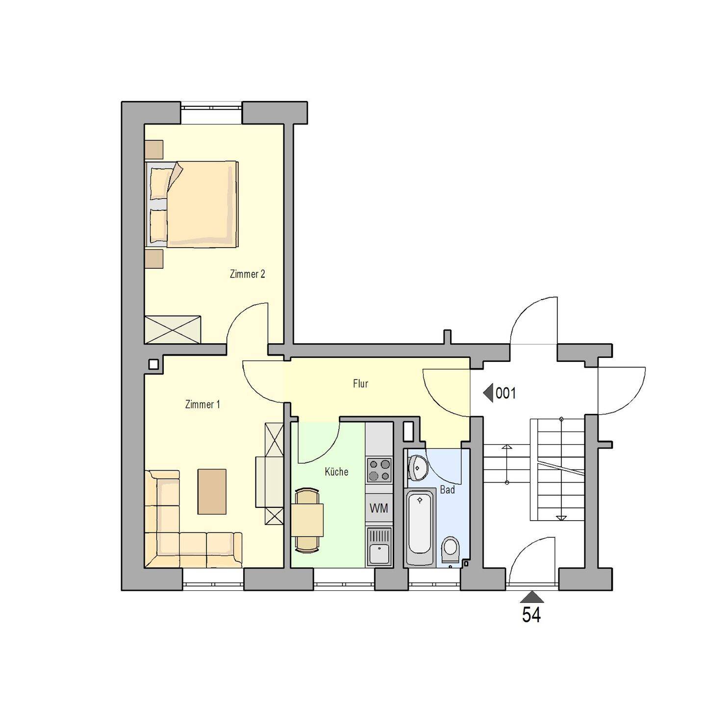 Charmante 2-Zimmer-Wohnung in Ziegelstein, 90411 Nürnberg