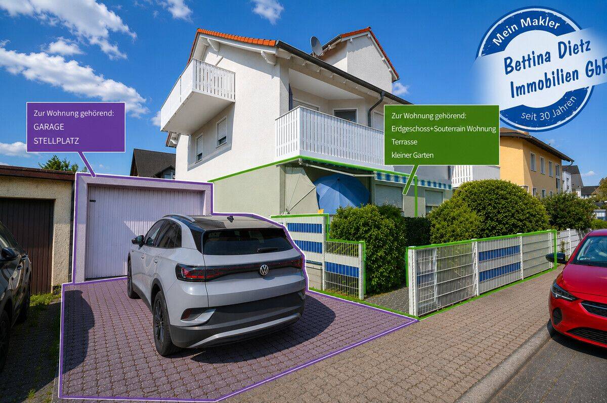 DIETZ: Frei werdende 4-5-Zimmer Maisonettewohnung mit Terrasse, Garage und Grünfläche in Niedernberg, 63843 Niedernberg