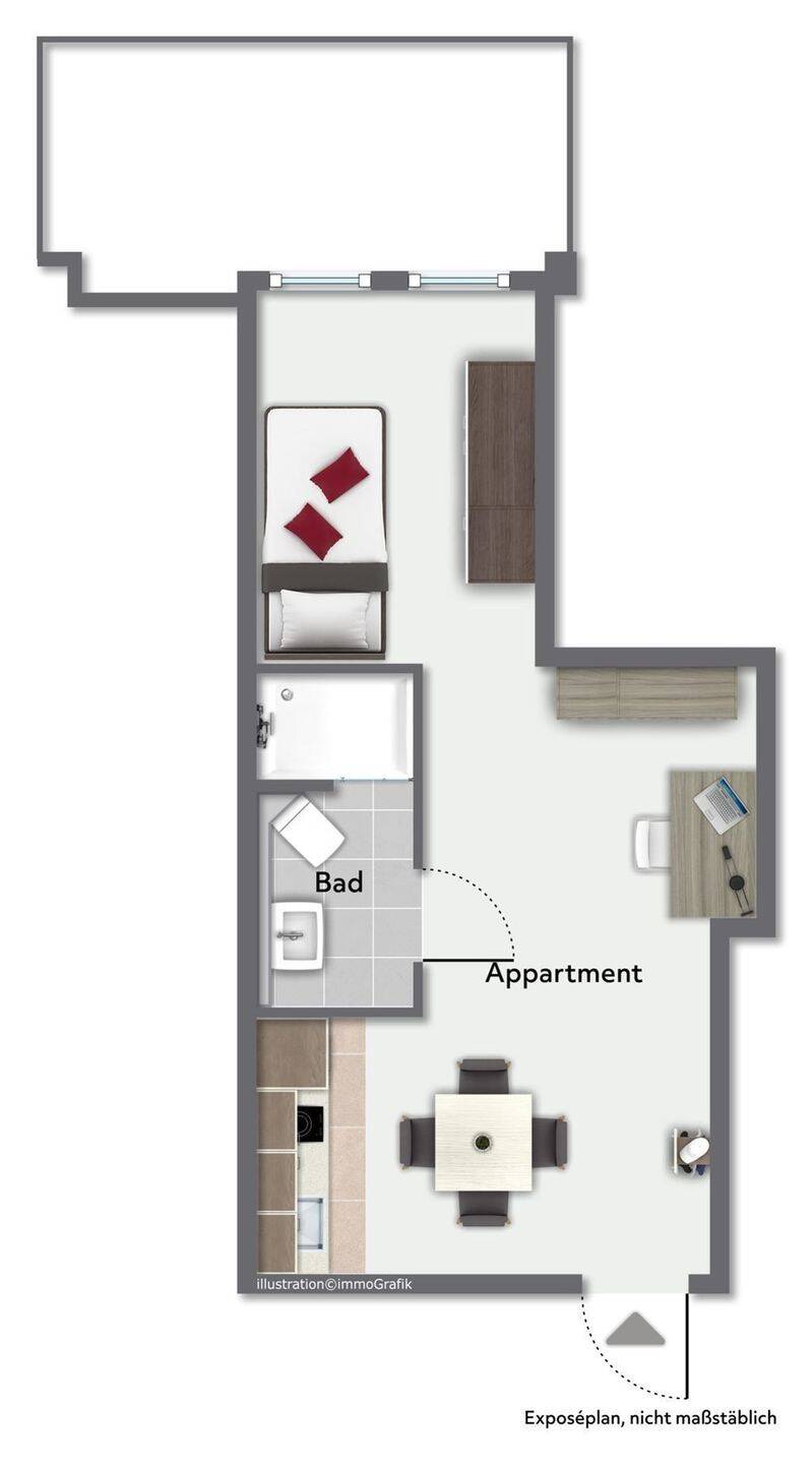 Leerstehendes 1-Zi.-Apartment zur gewerblichen Kurzzeitvermietung! Provisionsfrei, 90480 Nürnberg (Gleißhammer Mögeldorf Tiergarten Weichselgarten Zerzabelshof)