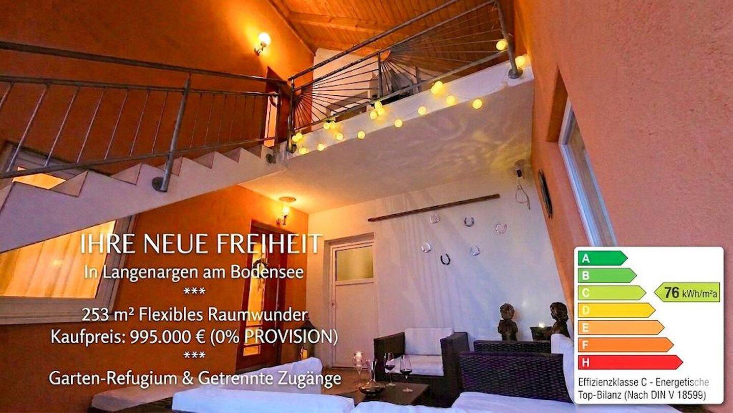 Traumhafte 253 m² Wohnen/Arbeiten, Blütengarten und viel Platz mit Ausbaupotential. Privatverkauf, 88085 Langenargen
