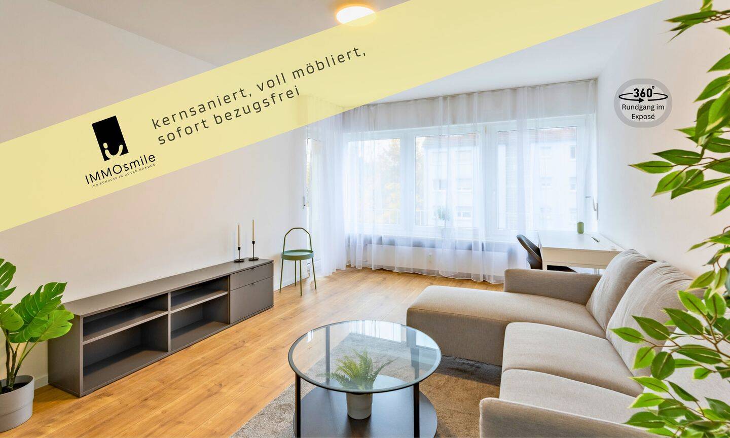 Möbliertes Wohnen: Sanierte 2-Zi.-Wohnung mit Loggia am Fernsehturm, 90441 Nürnberg (Gibitzenhof Sandreuth Schweinau Werderau)