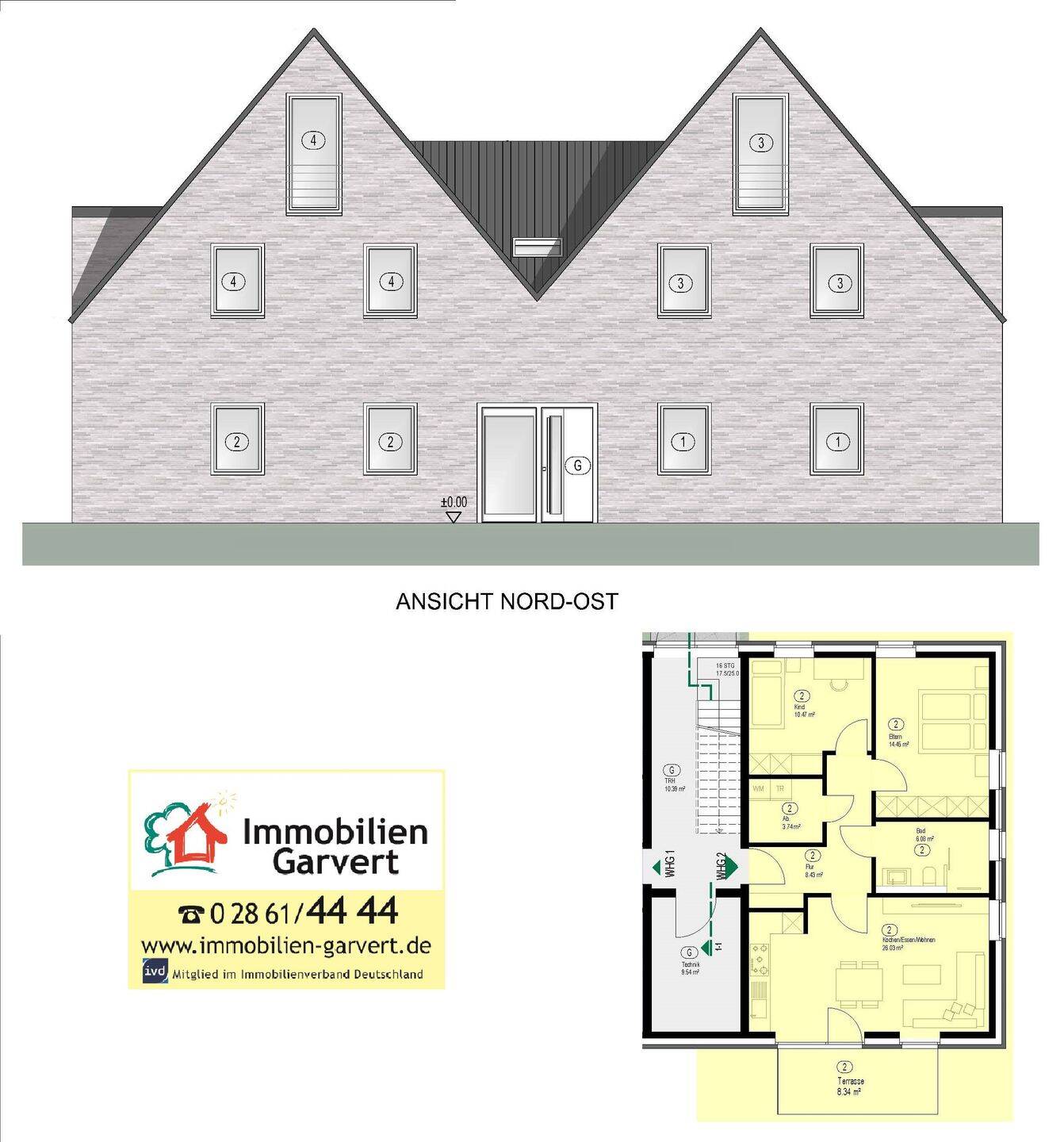 Neubau! Moderne Erdgeschoss-Wohnung mit Terrasse, Garten, im 4-Familienhaus, Borken-Weseke_A2510, 46325 Borken