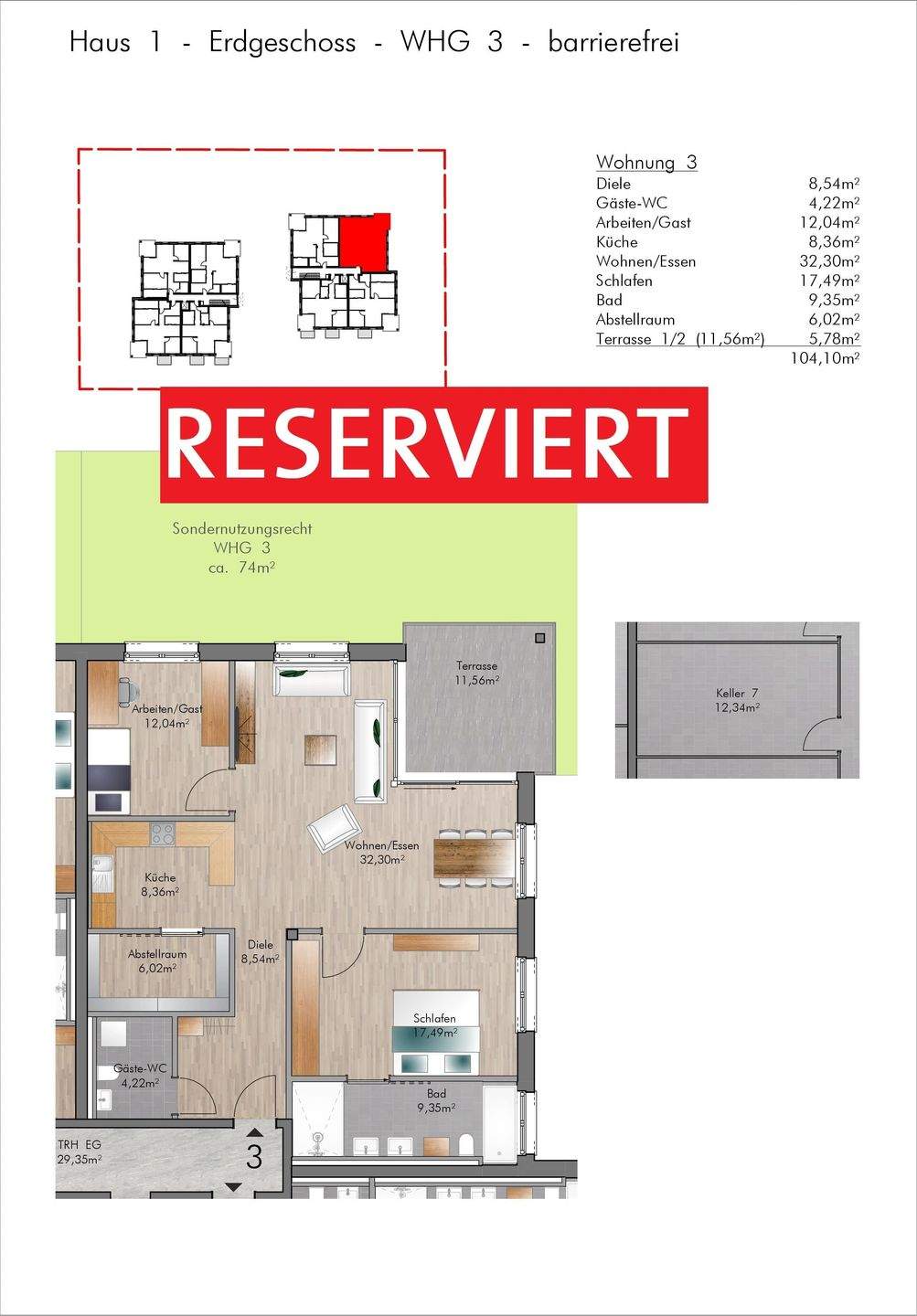 Nunkirchen – 3 Zimmer-Wohnung mit Balkon – Neubau, 66687 Wadern