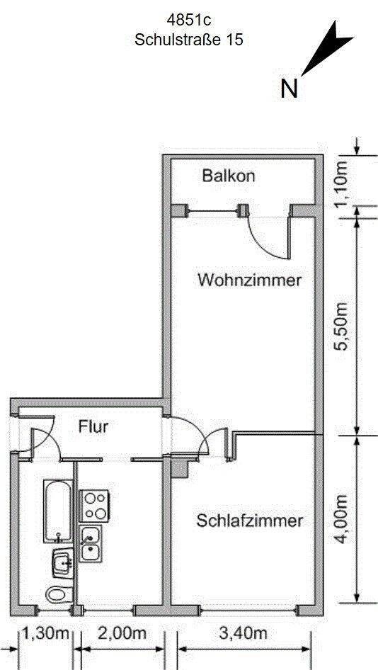 schöne 2- Raumwohnung komplett möbliert mit Balkon, 9350 Lichtenstein/Sa.