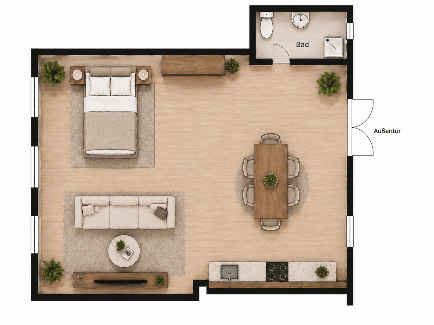 Frisch renoviertes Studio | 50 m² | Laminat | Küchenzeile | Terrasse geplant | Gartennutzung möglich, 28205 Bremen (Hulsberg Peterswerder)