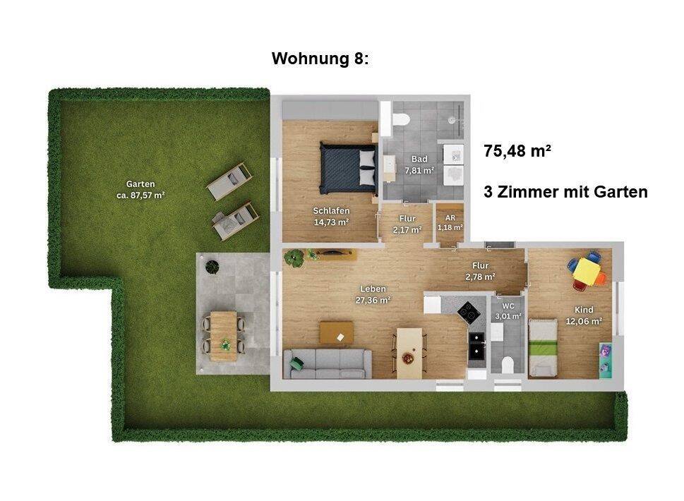 **QNG+ mit 5+5 % AfA** // 3-ZW mit GARTEN // nahe MUC // KfW40 Nachhaltiger Neubau, 85445 Oberding
