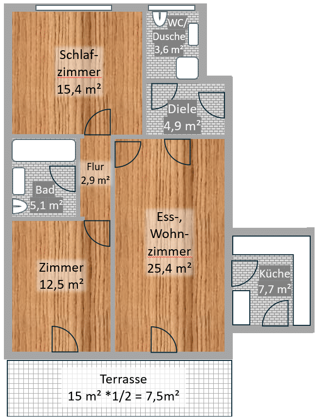 Perfekt geschnitte 3-Zimmer-Naubauwohnung mit Terrasse und Garten, 83022 Rosenheim (Happing Innenstadt Ost Süd West)