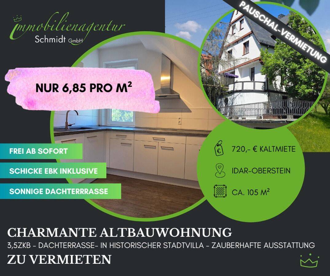 ***“Schöner Wohnen“ in charmanter Stadtvilla, 3ZKB, Terrasse, frei ab sofort!***, 55743 Idar-Oberstein