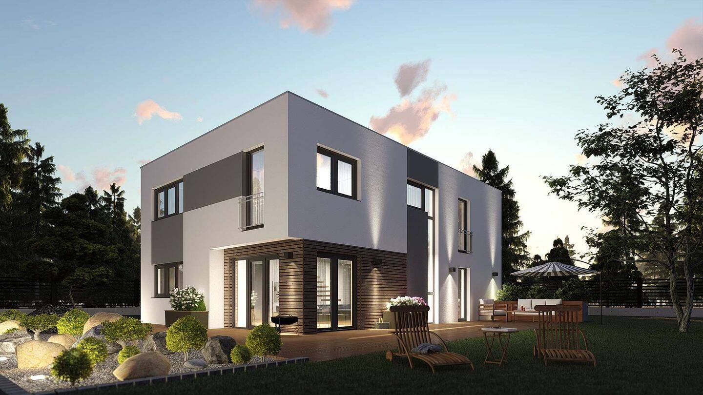 Klares Design, viel Raum: Bauhaus „Berlin“ inkl. Grundstück in Geisenhausen, 84144 Geisenhausen