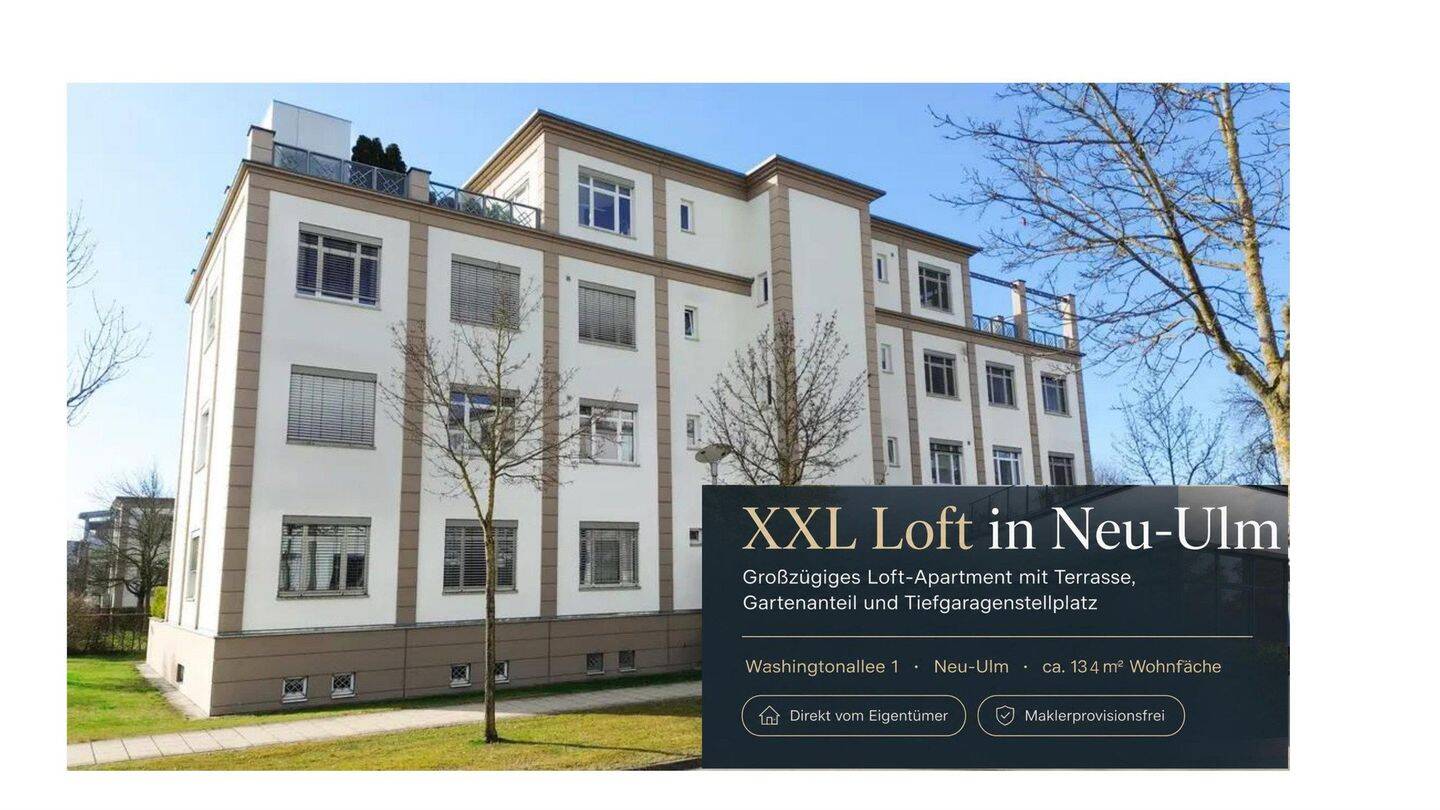 XXL-Loft mit 134 m² Wohnfläche, Terrasse & 170 m² Privatgarten, 89233 Neu-Ulm