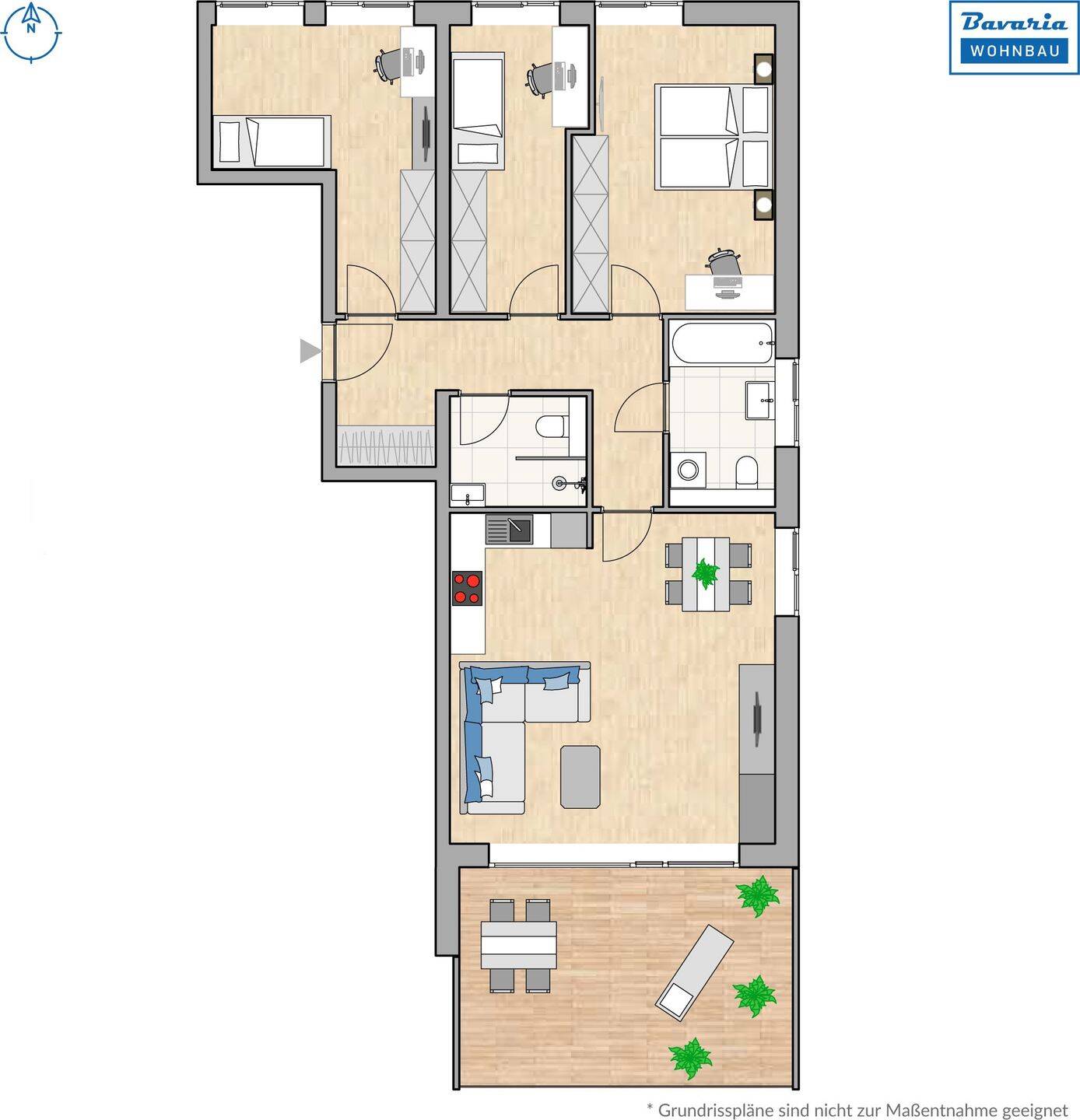 MODERNE ARCHITEKTUR / LICHTDURCHFLUTETE 4-ZIMMERWOHNUNG / NEUBAU ERSTBEZUG, 90763 Fürth (Südstadt Weikershof)